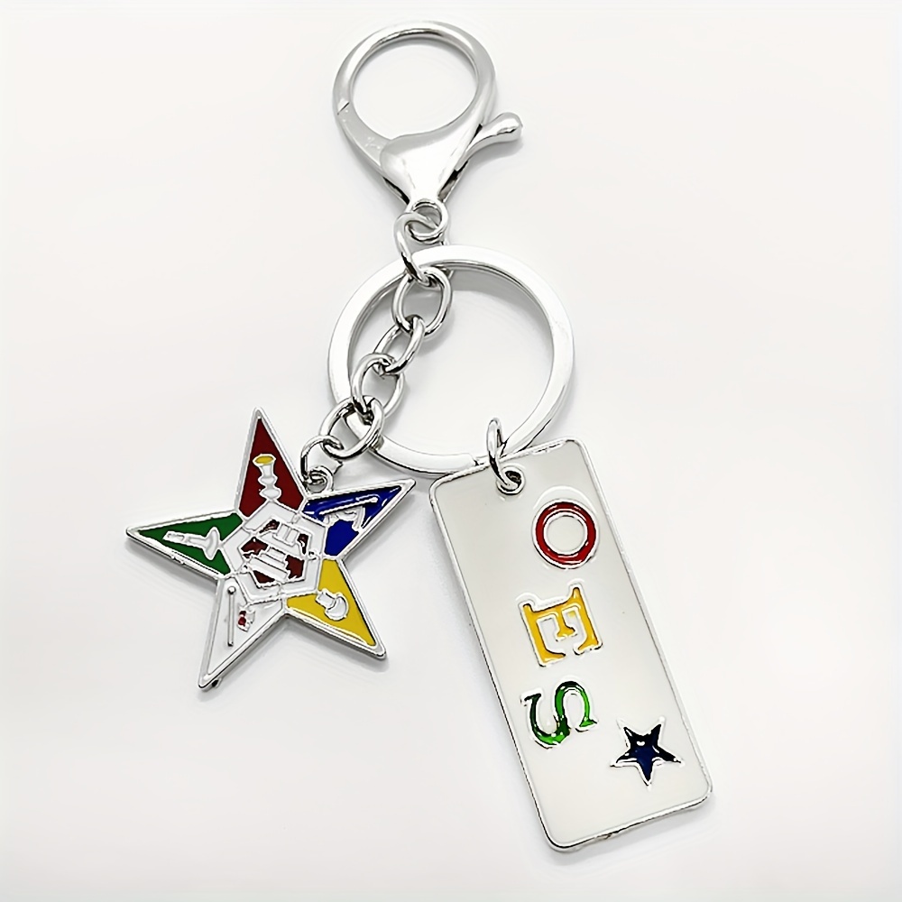 

Order Of The Oes Enamel Metal Nameplate Pendant Keychain Key