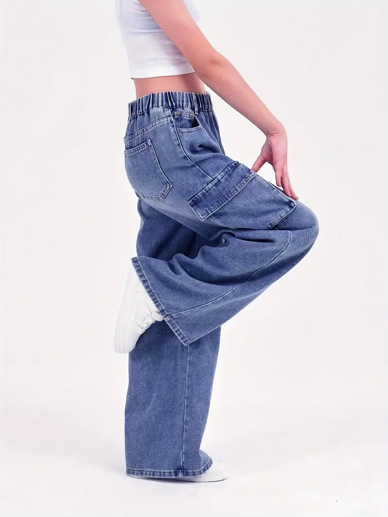 Women Boyfriend Cargo Jeans Pocket High Waist Pants Loose Straight Denim Pant St Women Boyfriend Cargo Jeans Pocket High Waist Pants Loose Straight Denim Pant St