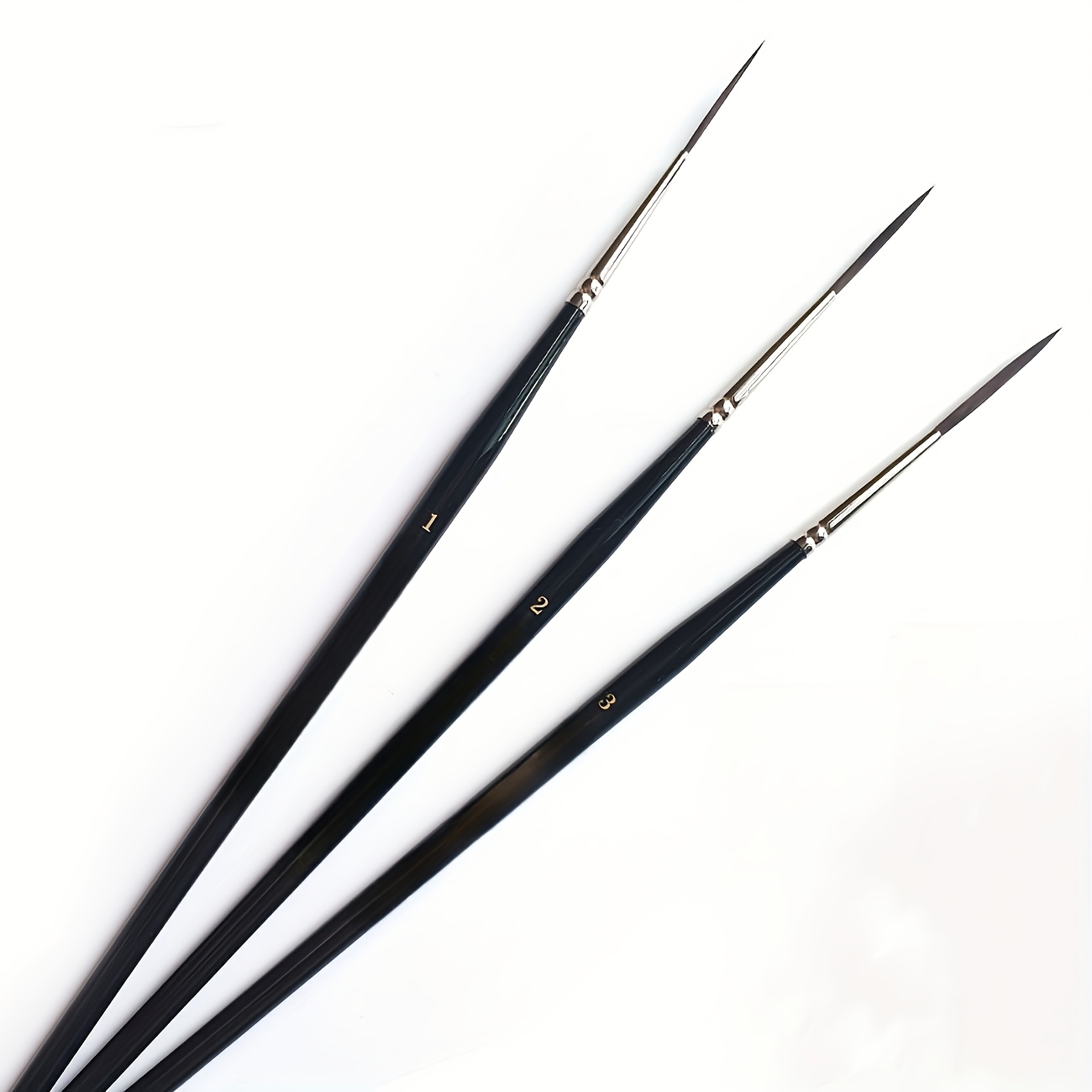 Image of Long Hair Long Handled Brushes, 3-pack Artist Brush Set, Long Brushes Easier To Draw Long, Clear Lines For Delicate Details In Oil, Acrylic Or Watercolor (black)