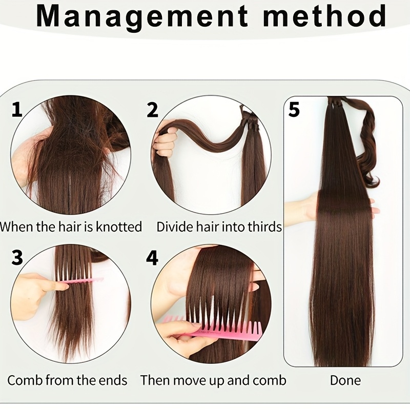 30 inch long braided ponytail extension with headband wrapped around braided ponytail hair extension synthetic ponytail details 2
