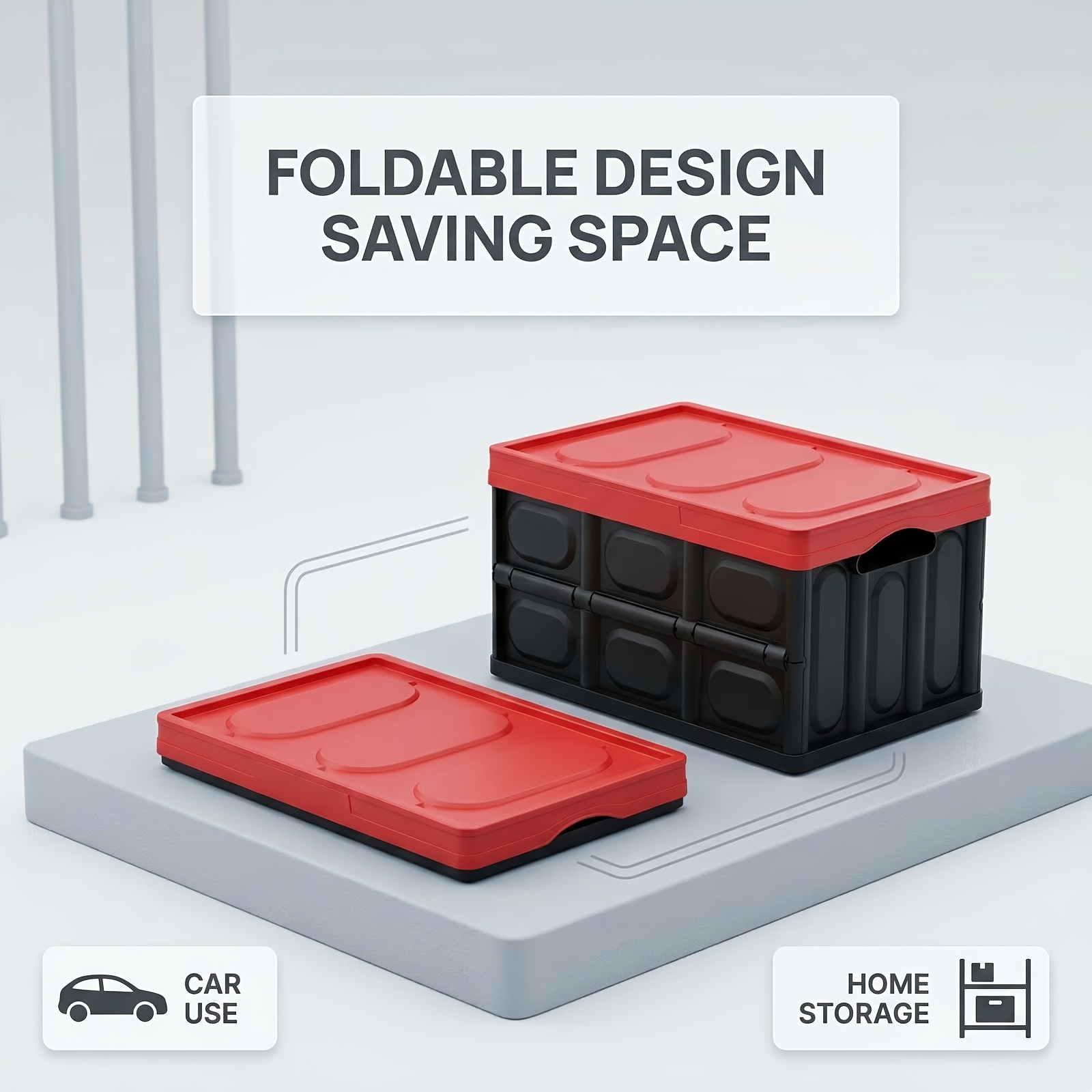 Set Of 3 48-liter Collapsible Storage Bins, Stackable Boxes, And Folding Crates Designed For Organizing Sports Gear And Tools