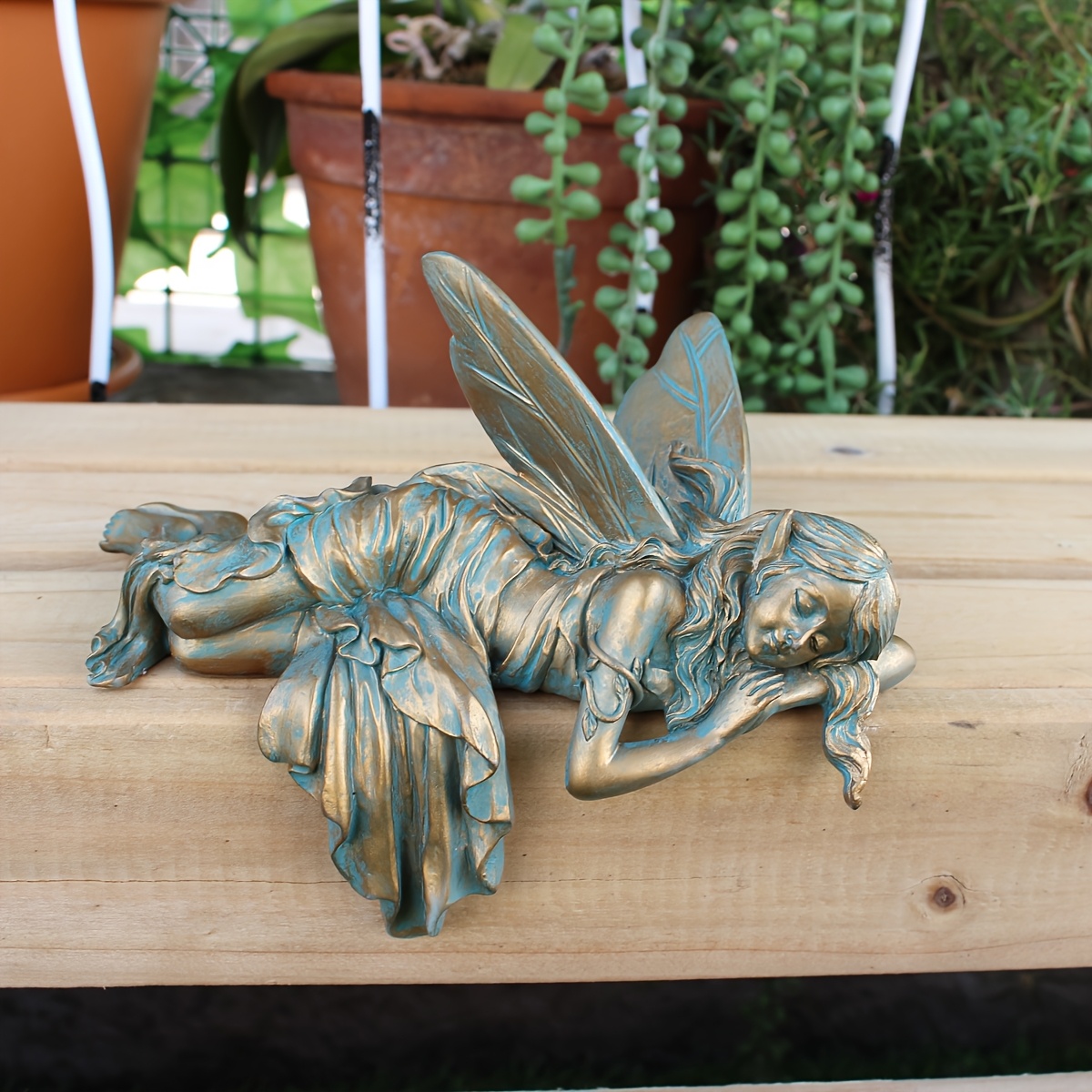 Temu 1 Estatua De Durmiente De Cobre - DecoracióN De JardíN De Resina Con Detalles Intrincados, De Exterior Para Patio, CéSped, BonsáI O , Regalo-image