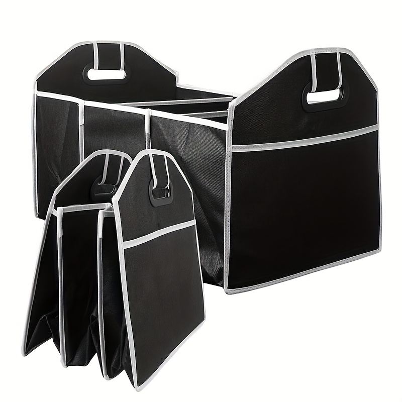 1pc Universal Car Trunk Organizer, Portable Foldable Auto Storage Bag with 3 Compartments, for SUV, Truck, Van, Sedan