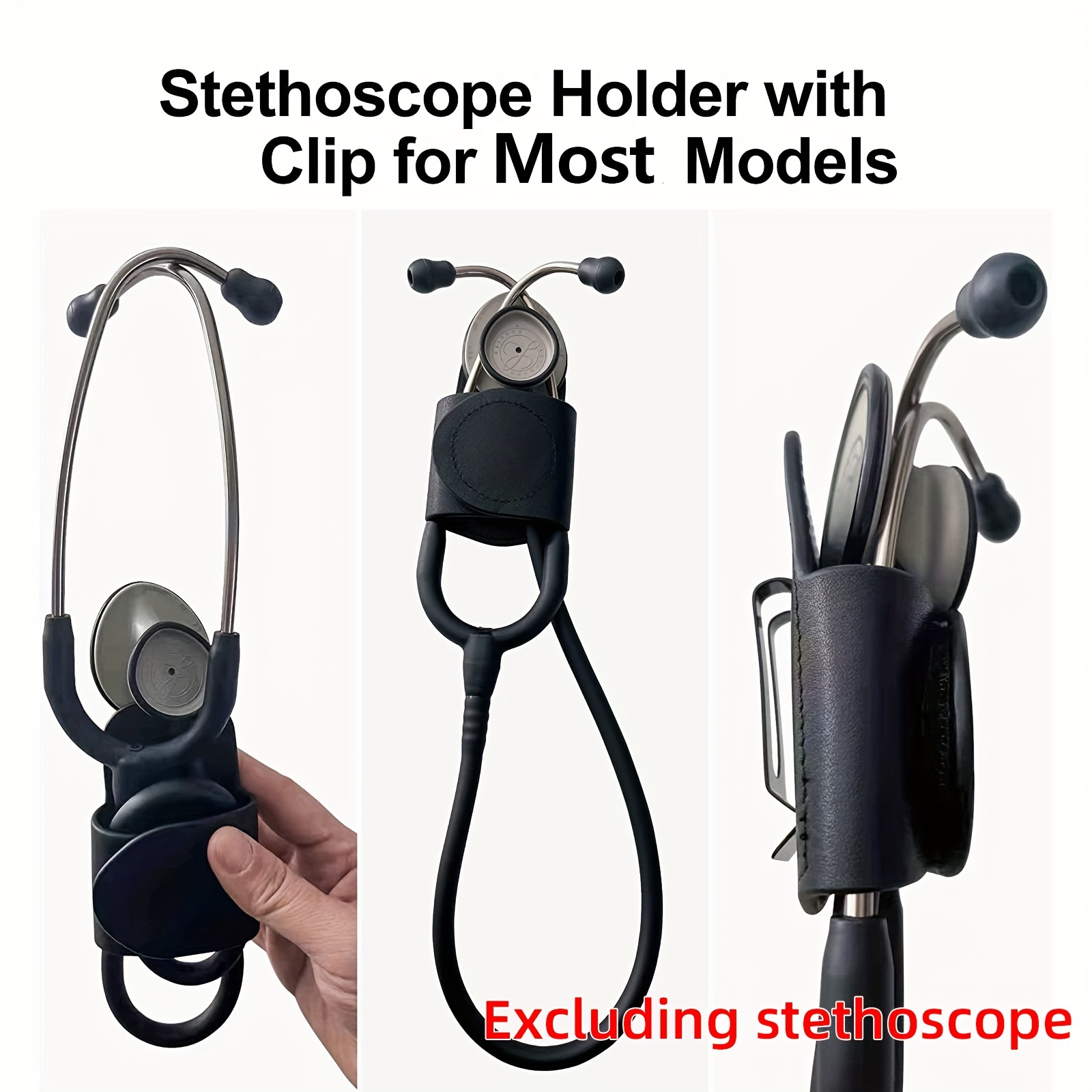 

Pvc Leather Stethoscope Holder With Waist Clip - Universal Fit Stethoscope Belt Attachment, & For Nurses, Doctors, - Compatible With , Mdf - Aid