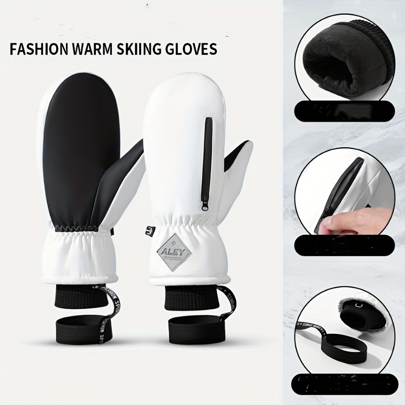 

Men's Professional Ski Gloves - Anti-slip, Warm Fleece , Five-finger Design For Outdoor Sports