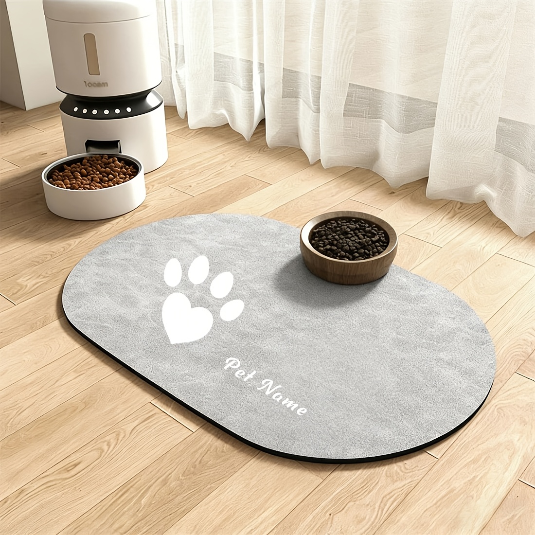 Customized Pet Feeding Mats with Paw Print Design
