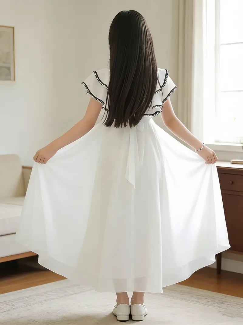 girls summer dress long chiffon princess dress short sleeves - Temu Oman girls summer dress long chiffon princess dress short sleeves - Temu Oman