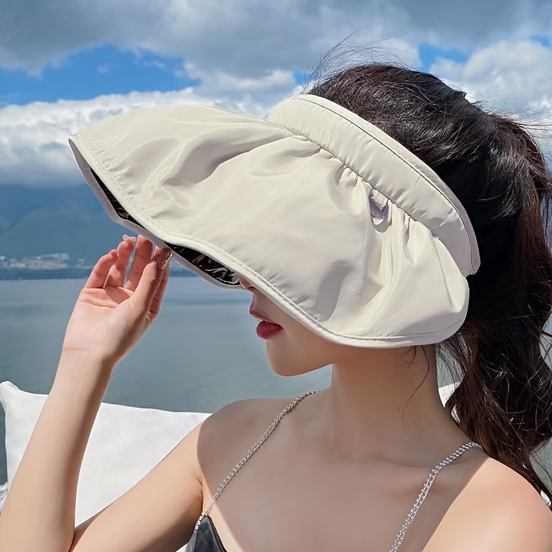 Seashell Visor Hat Empty Top Wide Brim Visors Sun Protection Elasticity  Lightweight Hats For Women