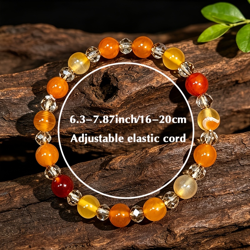 Handmade Orange Striped Agate Bracelet, Bohemian Talisman