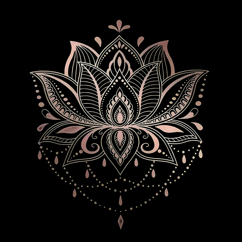 1pc Elegant Lotus Pattern Heat Transfer Sticker - Iron-on Transfer Sticker For Clothing, Additions And Textile Decoration, And Durable, Perfect For T-shirts, Hoodies, Throw Pillows, Etc