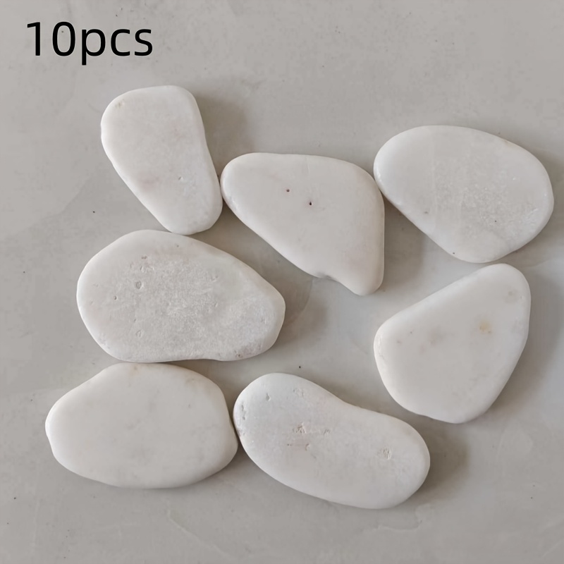 TEMU 10pcs Irregular White Graffiti Rocks Suitable For Painting - Hand- Stone Material For Crafts, Aquarium Decoration, Fish Tank Substrate, Home Art