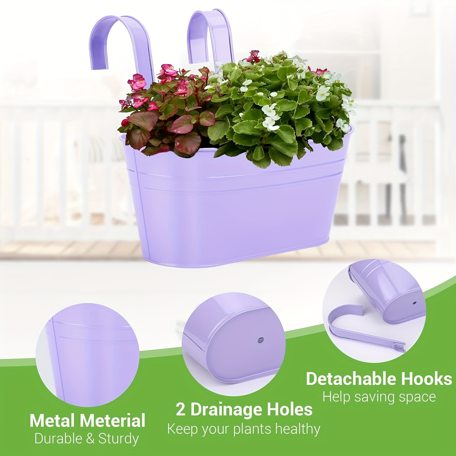 4 pack hanging flower pots metal iron plant pot holders - Temu