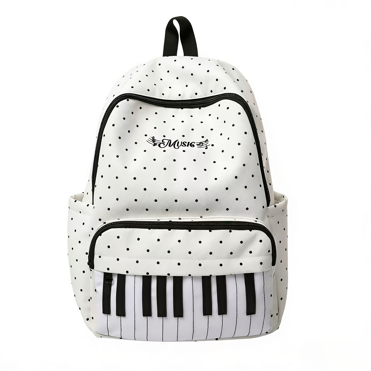 TEMU Polka Dot Piano Backpack, Fashionable Trend, Daily Commuting, Multi-functional Leisure Large Capacity Backpack, Suitable For Gift During