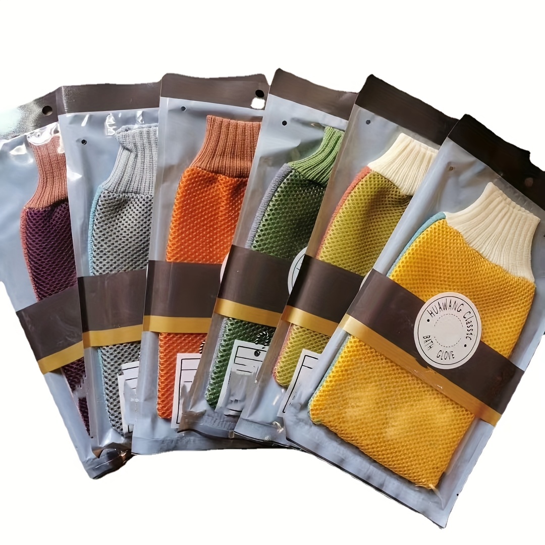 4 Paar Peeling-Handschuhe – Doppelseitig, Für Dusche & Körperpeeling, Nylon, 4 Farben