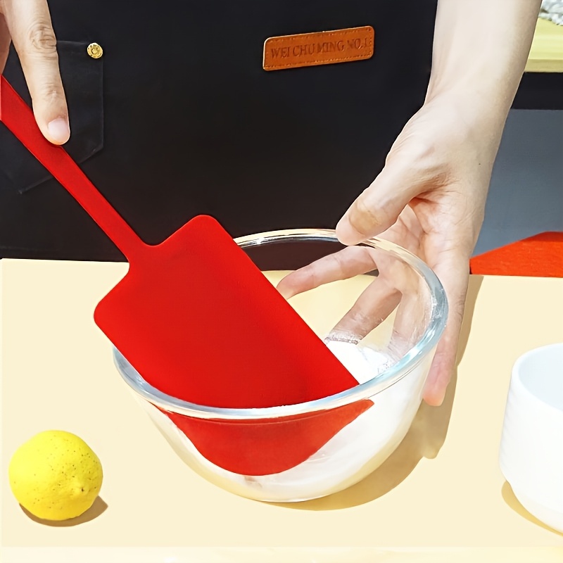 Image of High-temperature Resistant Large Red Silicone Spatula For Smoothing Cake Cream And Mixing, Ideal For Home Baking