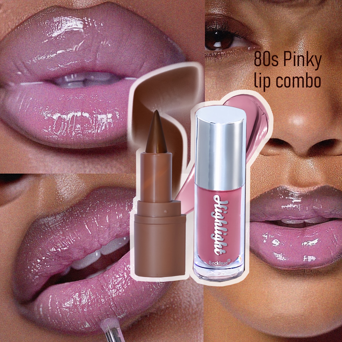 2-in-1 Nude Pink & Purple Lip Liner Gloss Mauve Nude Lip Combo - Long-Lasting Finish, No Power Needed, Easy Application for Natural Look, Beauty Product, Sleek Packaging, Highquality Finish, Lip Plumper, Lip Balm Lip Plumper