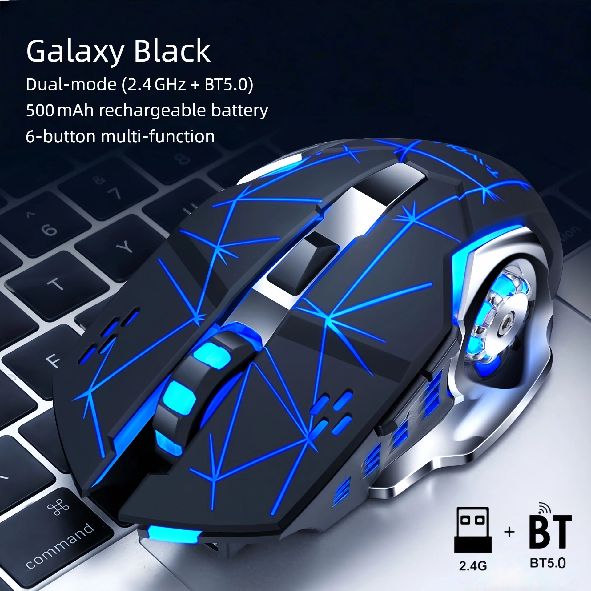 TEMU Rechargeable Mouse- Bt+ 2.4g Wireless Mouse, Rgb Gaming Mouse, Silent Clicks, Long , - For Extended Work& Gaming- Computer& Gaming Accessories