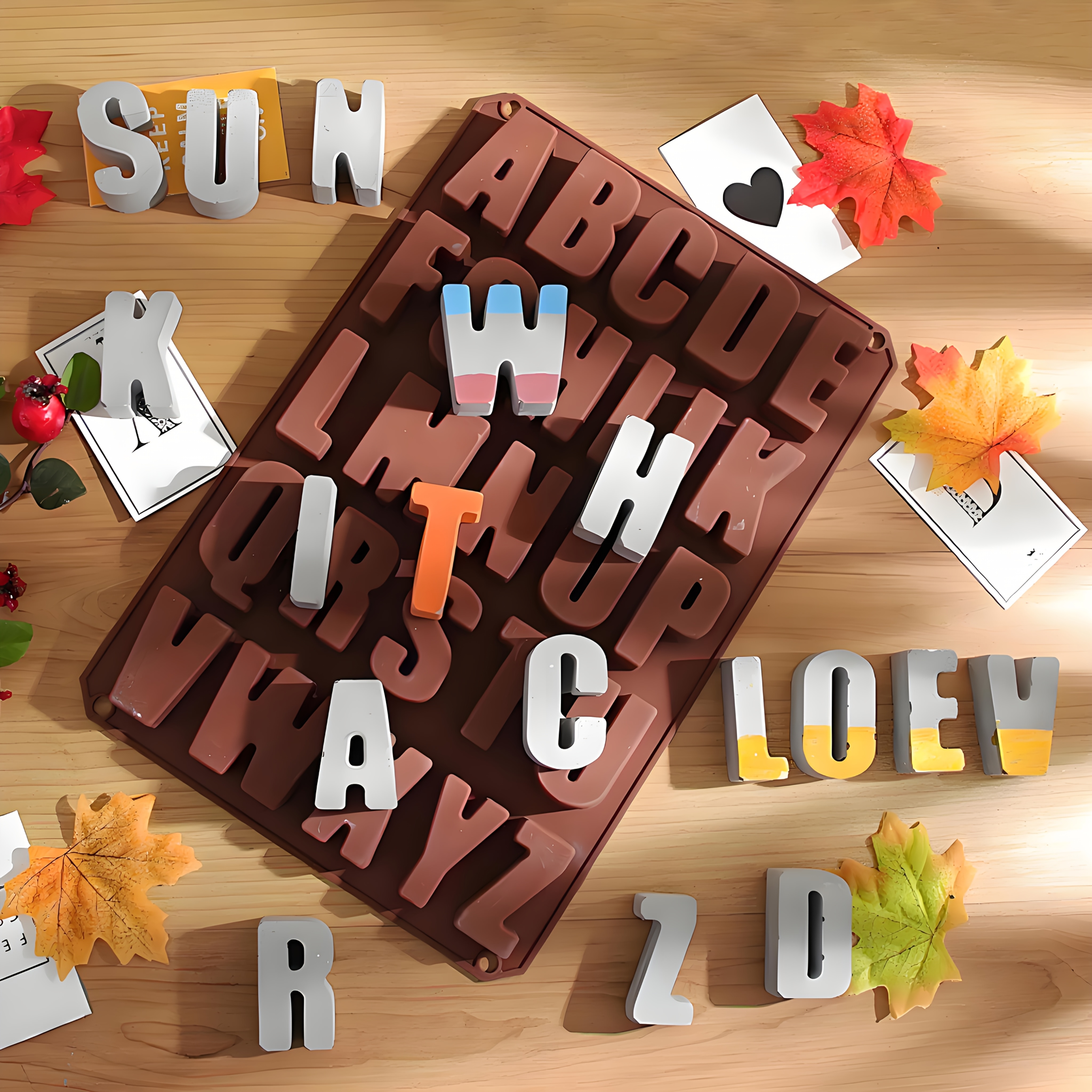 

A-z Letter Silicone Molds, Brown Concrete Letter Molds, Large Letter Candle Molds, Diy Scented Plaster Molds, Epoxy Resin Art Molds.