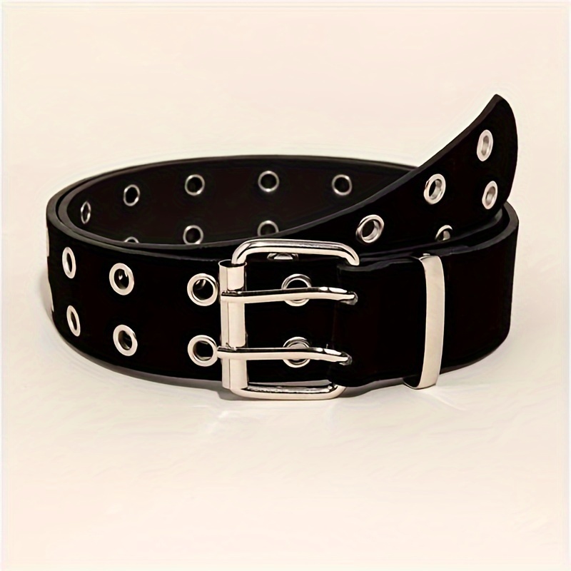 TEMU 1pc Women's Casual Style Belt With Square Alloy Buckle, Fashionable All-match Ladies Pu Belt