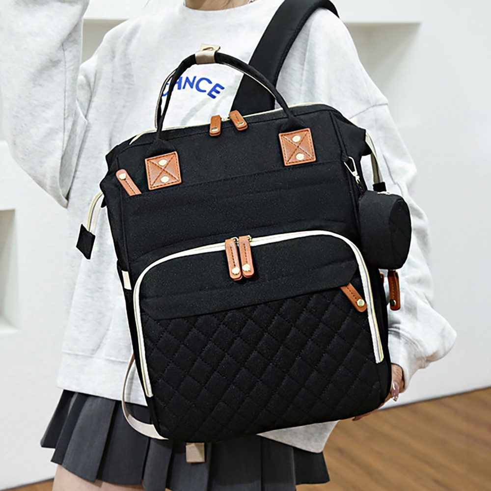 Mochila Acolchada de Gran Capacidad para Pañales; Bolso Versátil para Padres de Viaje; Bolso Ligero y Portátil con Múltiples Compartimentos, Bolsillos para Snacks y Chupetes para Madres - Imagen 12