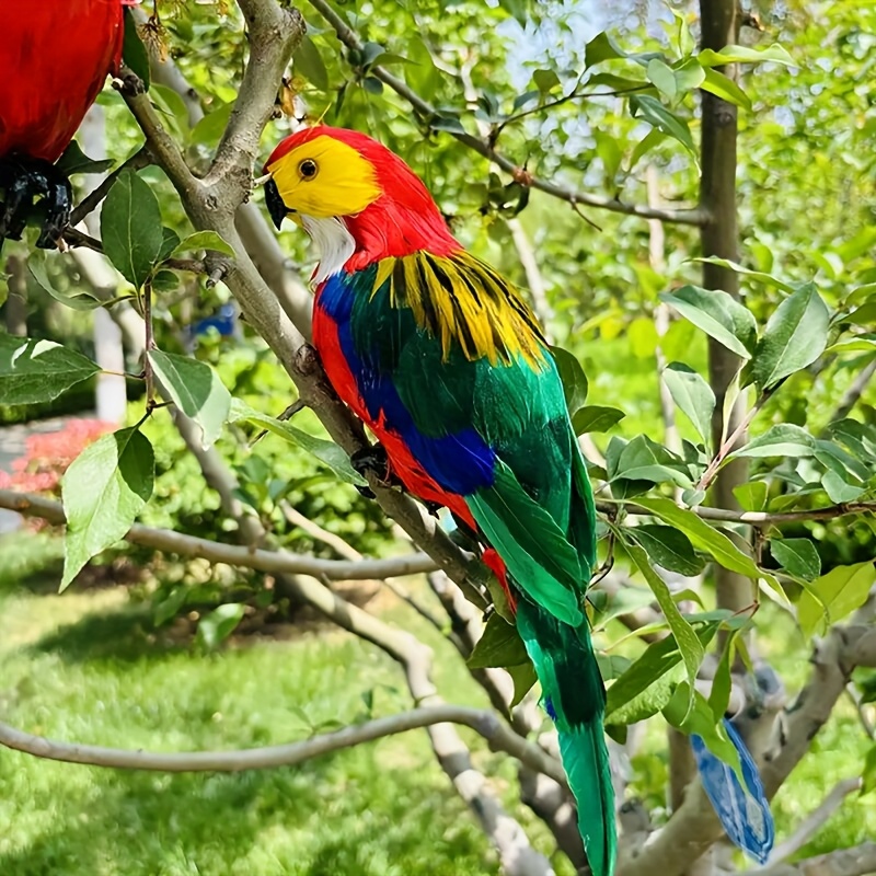 Image of Colorful Realistic Parrot Statue - Decorative Ornament For Home, Outdoor Garden, And Spring Yard Décor, Gift