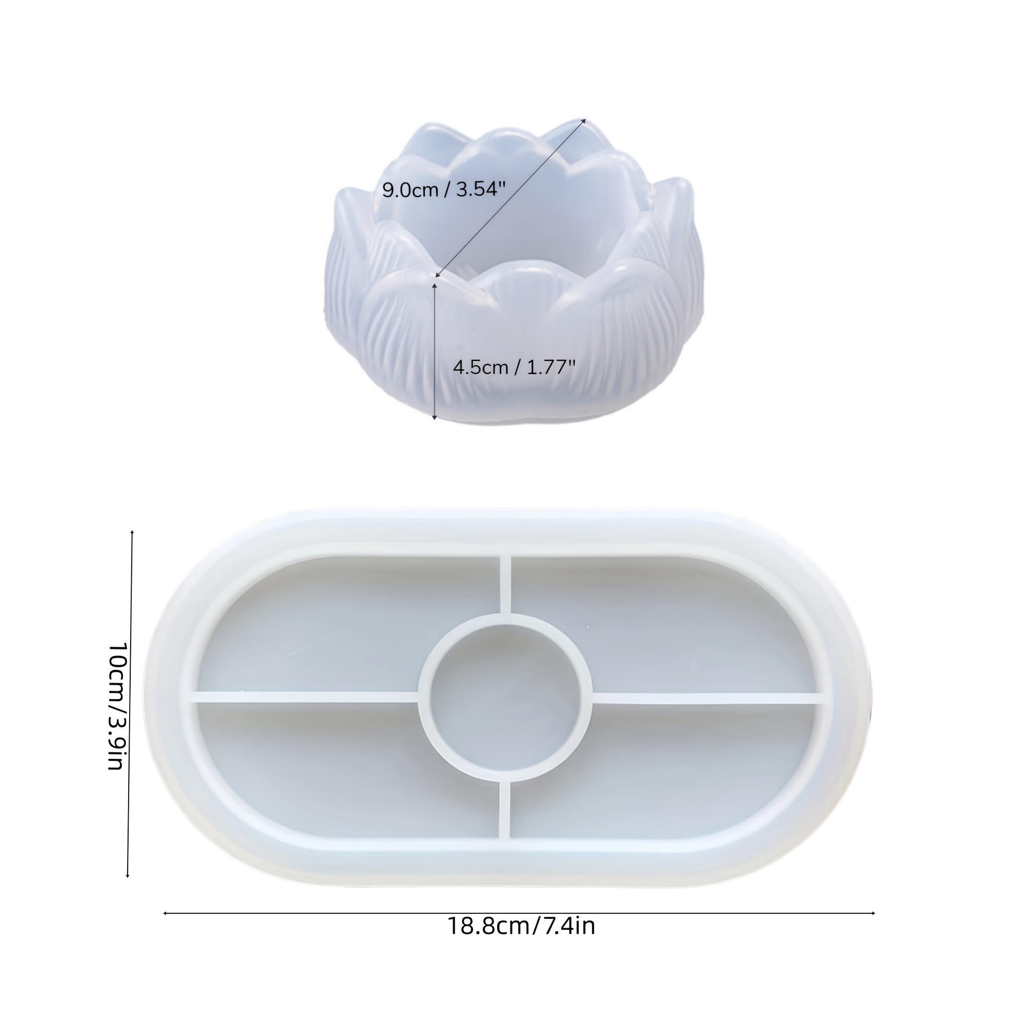 E-shop 2 Stück für Lotusform und Tablett Silikonformen, Tonform, Kieselform für Kerzenhalter, Tischdekoration, Geeignet für Gips, Harz, Ton,
