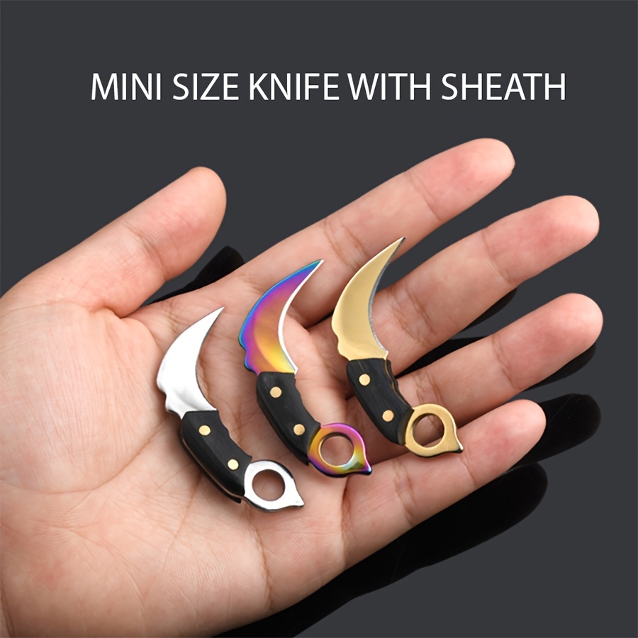 

1pc/3pcs Mini Claw Cutter With Sheath Keychain Pocket Cutter Set For Package Box Tiny Knives Key Chain With Small Leather Sleeve