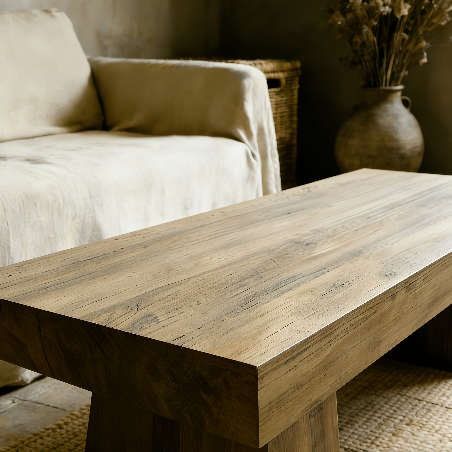 Wabi-Sabi Low Coffee Table | Minimalist Solid Wood Tea Table For Living Room, Embracing Wabi-Sabi Aesthetics