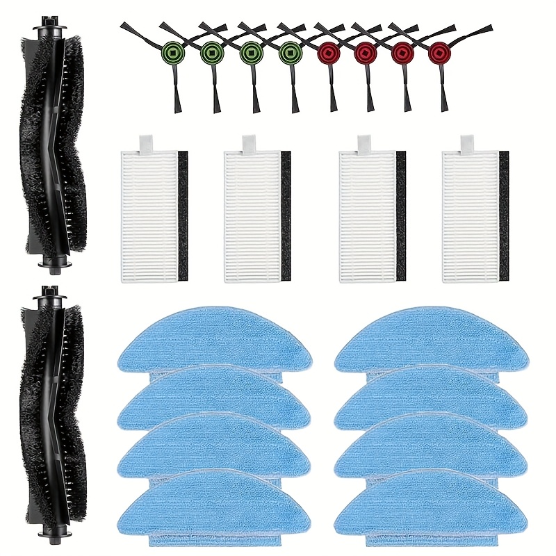 Image of 22 Pack Replacement Parts For Tikom L8000 Robot Vacuum, Lubluelu Sl60d Sg60, Q6 Se Honiture Q6 Se Laresar L6 Nex Accessory Kit, 2 Main Brushes 4 Hepa Filters 8 Mop Pads 8 Side Brushes