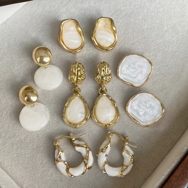 Image of 10pcs Retro Elegant Fashion, Women's Fashion Earring Set, Suitable For Women' Wear, Party And Holiday Occasions