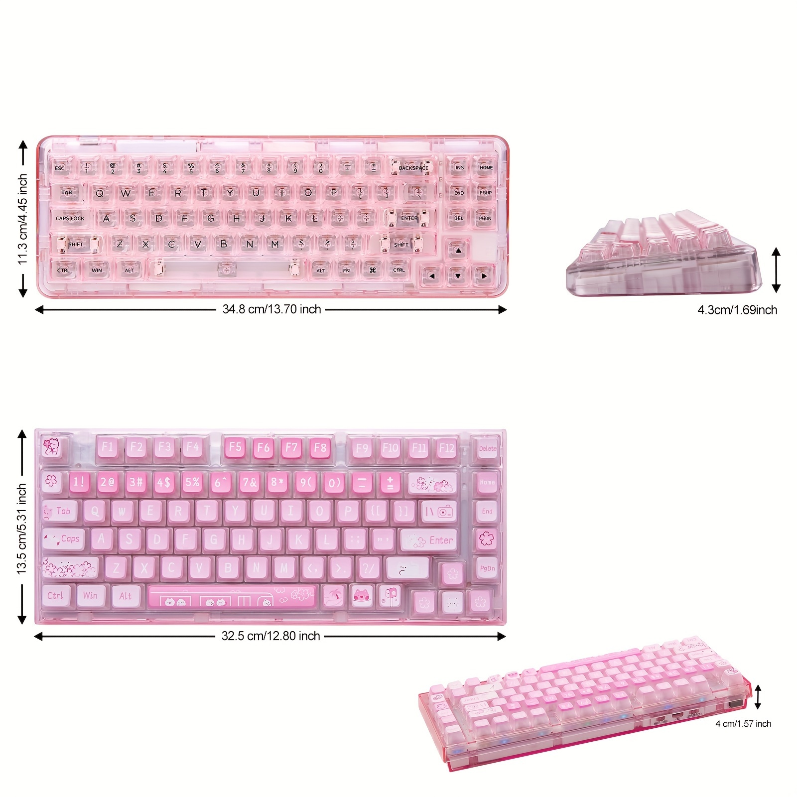 x71 pink transparent mechanical keyboard clear - Temu