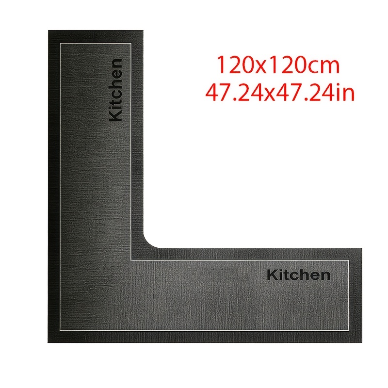 Image of 47.24/59.05inch L-shaped Kitchen Mat, And Oil Absorption, And Easy To Clean, Non-slip, Cushioning And Shock Absorption, Avoid Tableware Falling And Breaking, Suitable For Kitchen And Bedroom
