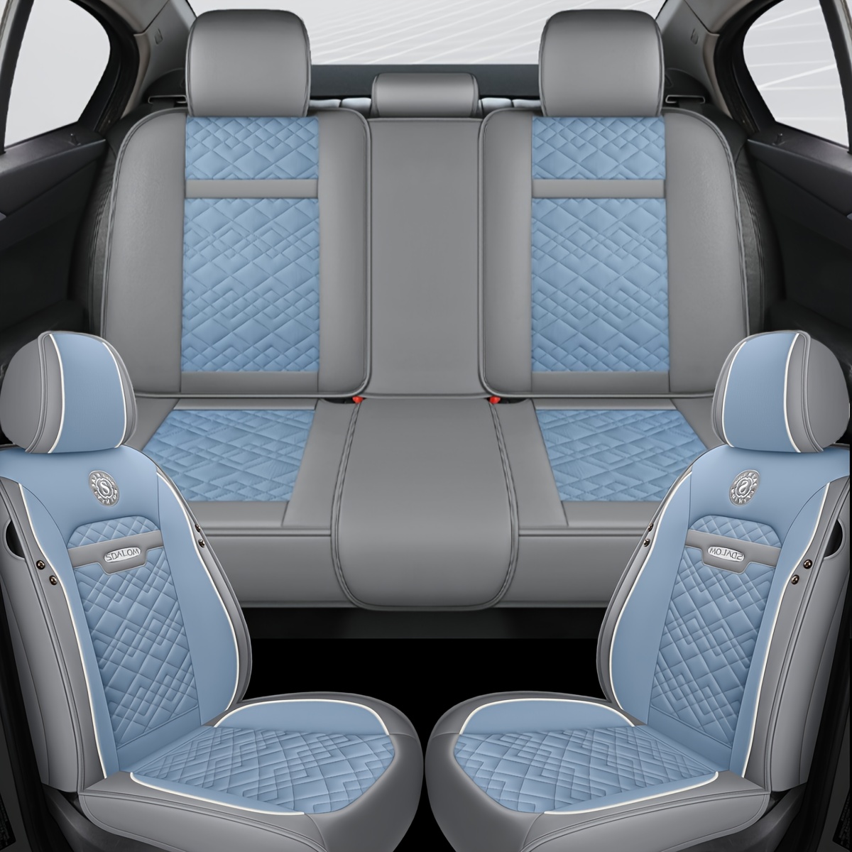 TEMU 1/5 Seat New Full Coverage Pu Leather Comfortable Breathable Durable Interior Seat Cover Set, Sweet 5 Colors , Seat Protector With Pockets,