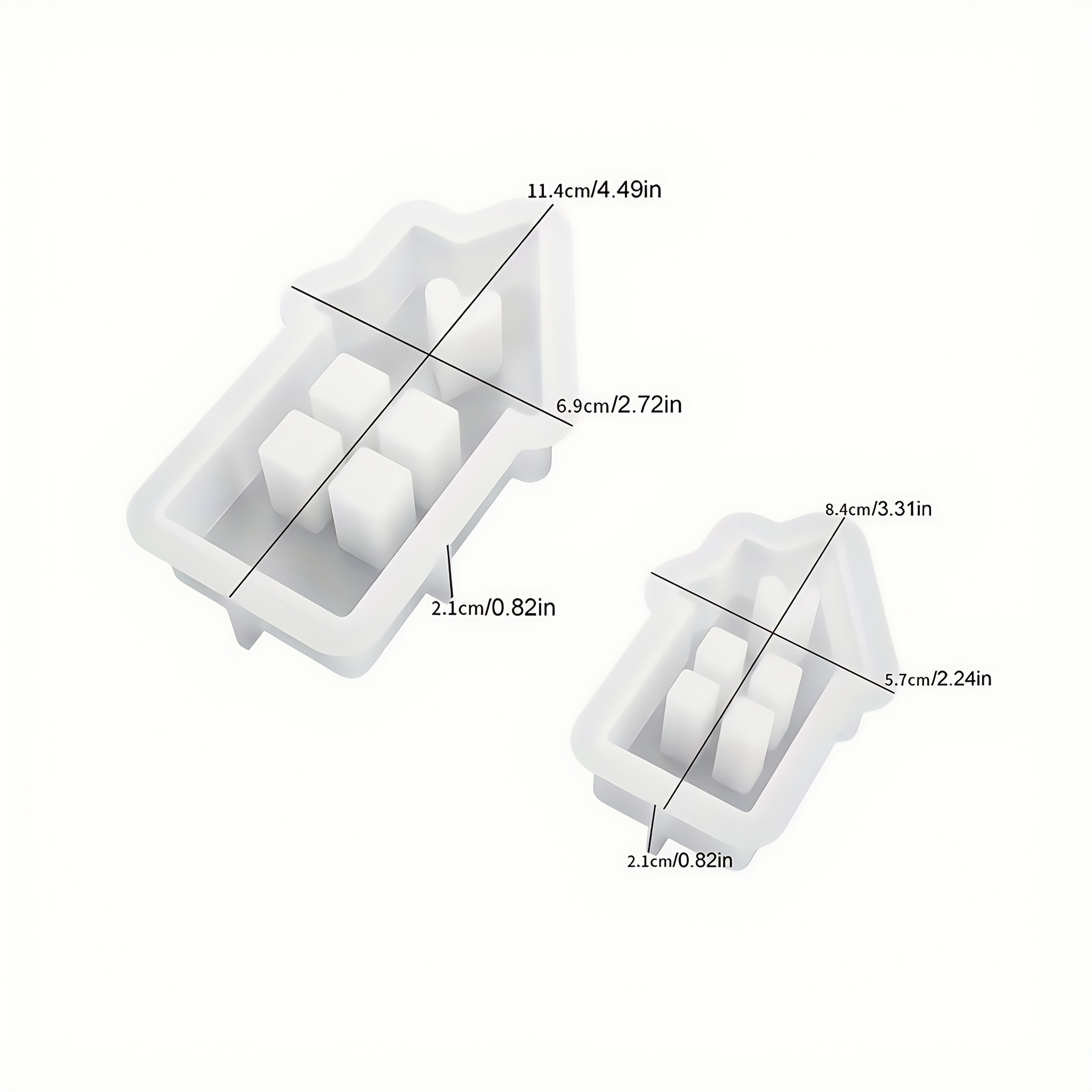 2pcs Love House Silicone Mold Set For Diy 3d Home Decor - Ideal For Epoxy Resin, Plaster, Concrete Crafts & Candle Making Supplies, Handcrafts With Heart-shaped Cutouts, Mold Silicone For Crafts
