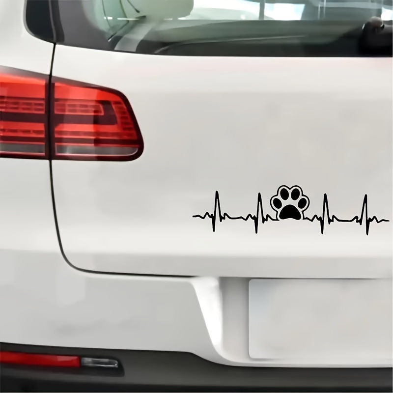 Animal Lover Heartbeat Paw Print Ecg Vinyl Car Decal Cartoon - Temu 