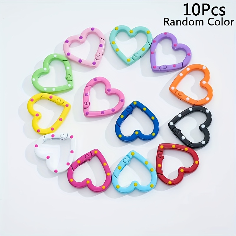TEMU 10 pezzi Combinazione di Colori Casuali Cerniera a Molla in Metallo a Forma di Cuore, Triggers Resistenti, Adatti per Portafogli, Portachiavi,