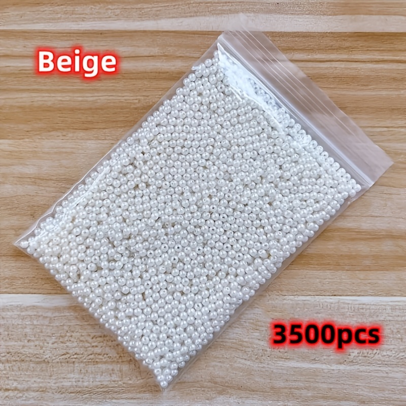 3500pcs 4mm Beads With Holes, White And Beige Spacer Beads For Handmade , Bracelet Necklace Earring Craft Filler Supplies