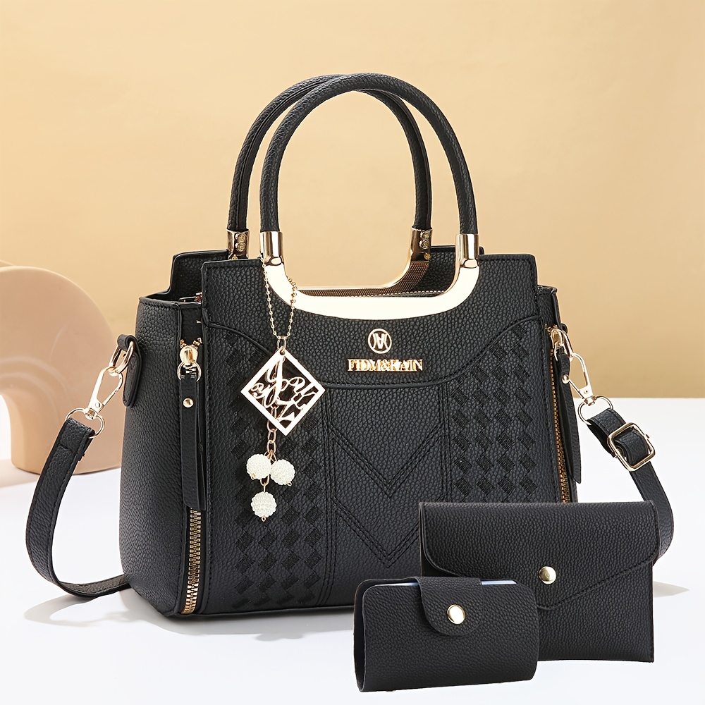 3pcs womens fashion set trendy single shoulder bag versatile - Temu