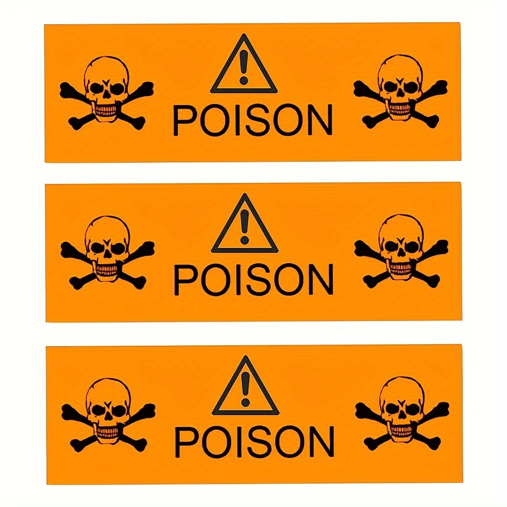 Poison Labels, 500 Fluorescent Orange Safety Labels With , Measuring 0.5×1.5 Inches Per Label, In A Roll