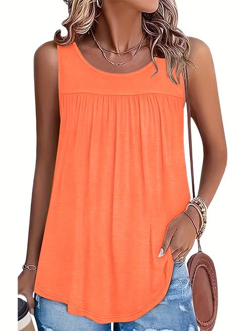 item picture plus size solid color round neck vest summer and spring casual sleeveless top womens clothing