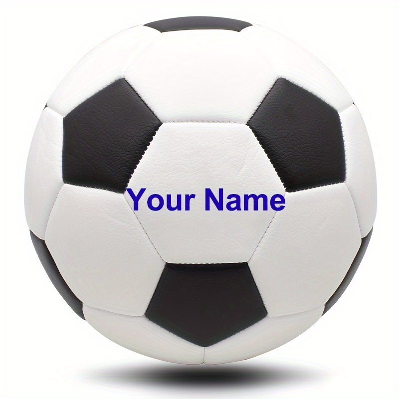 

1pc Personalized Soccer Ball - Custom Name & , Leather, Machine-, Size 5, For Adults, Ideal For Valentine's Day, Christmas, New Year, Father's Day Gift