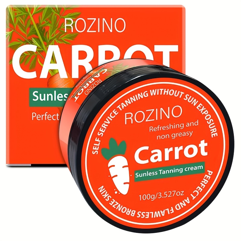 100g Rozino Carrot Tanning Cream - , Efficient Moisturizing & Radiance Boost, Rapid Absorption, Easy To Create Bronze Skin, Tanner For