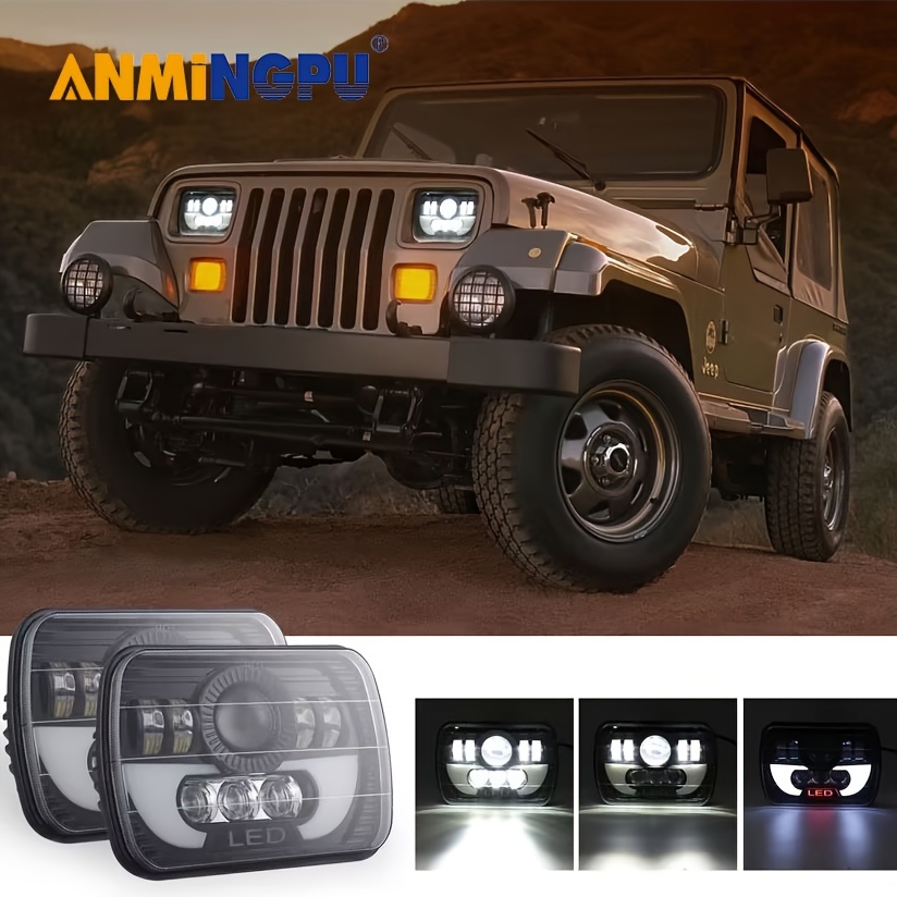 luces LED rectangulares 5 x 7 pulgadas y 6 x 7 pulgadas para faros  frontales de (2 piezas) para Jeep Wrangler YJ, Cherokee XJ Trucks 4X4.  Reemplaza