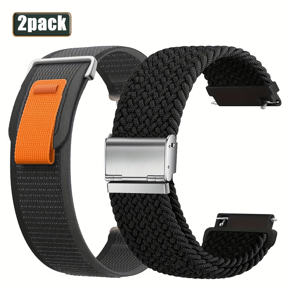 TEMU Lot de 2 montre en nylon stretch tissé 22 mm 20 mm pour for samsung pour for galaxy Watch 7/6/5/4/6Classic 47 mm 43 mm 44 mm 40 mm 5Pro 45 mm