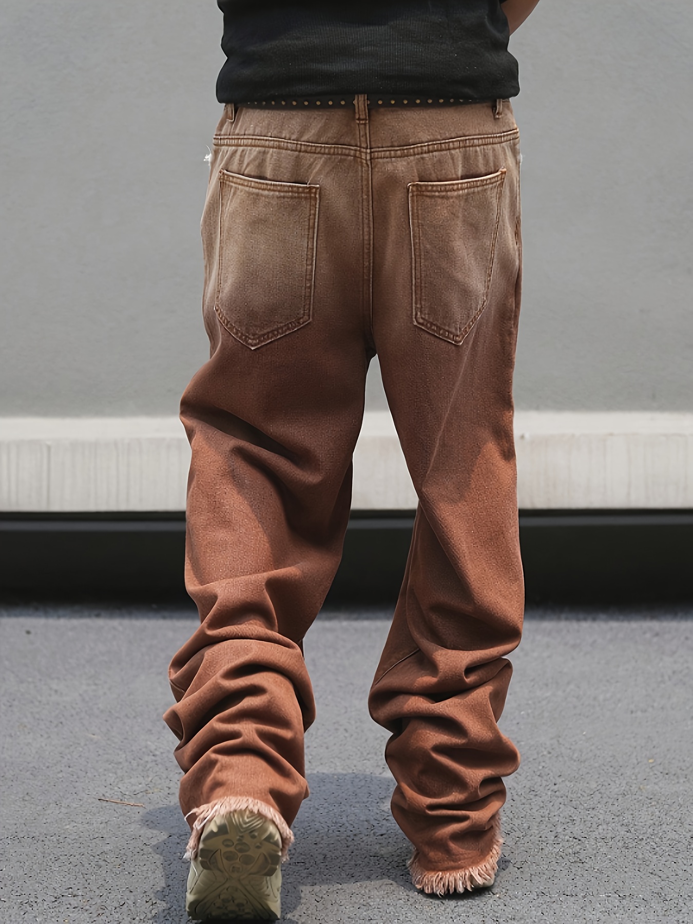 jeans hommes pantalon en denim marron à bleu Temu
