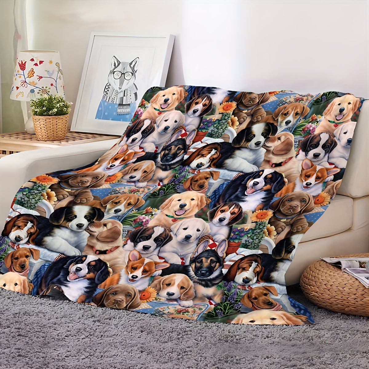 

- Fleece Pet Blanket & - , Washable, Stain-, - - Flannel For And Bed,