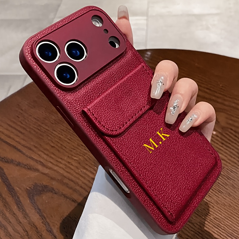 TEMU Phone Case: Personalized Luxury Lychee Texture Flip Card Holder Phone Case Synthetic Leather For Iphone 18 Pro Max 18 Pro 17 16 15 14 13 Pro Max