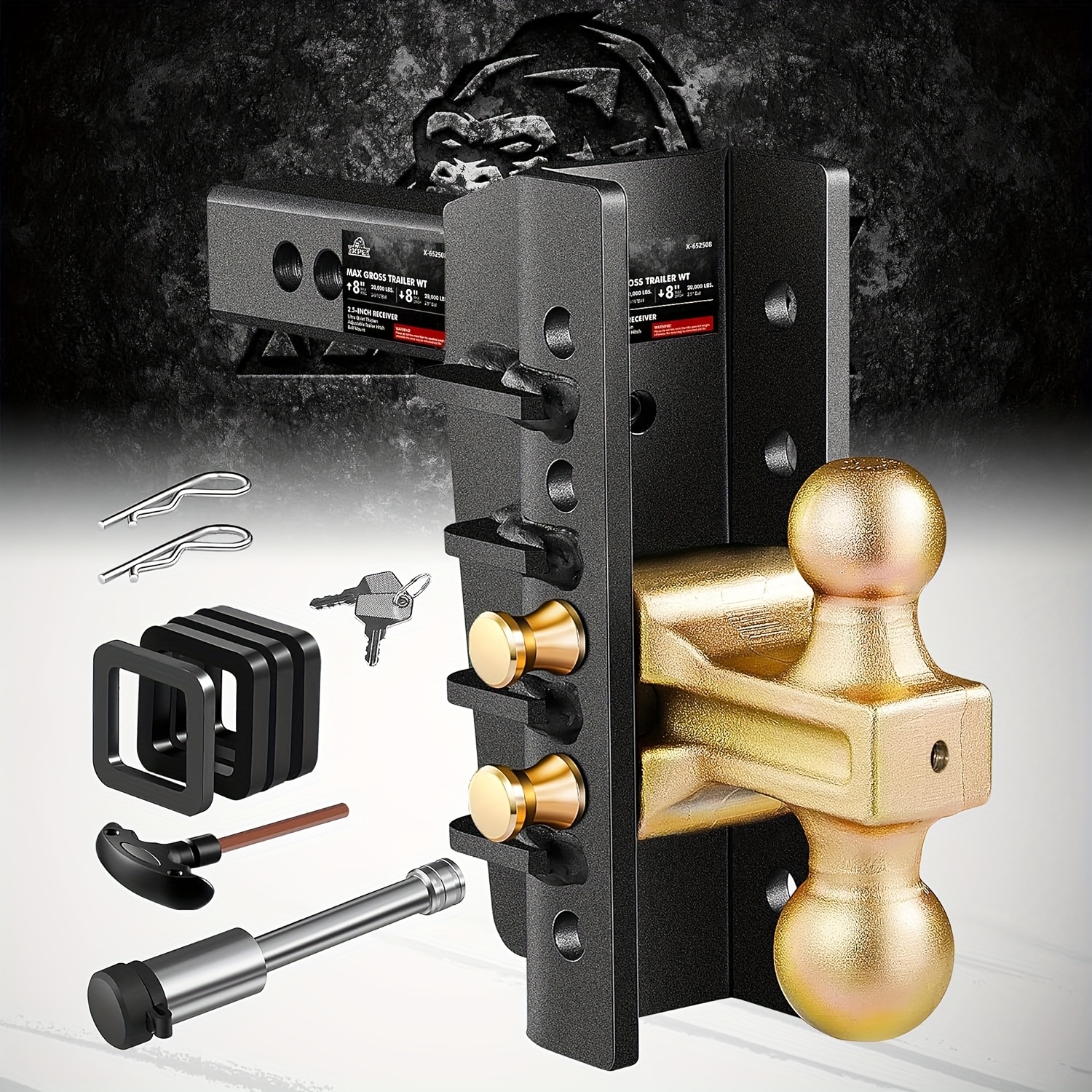 Kohree 6 Inch Adjustable Trailer Hitch Fit 2 Inch Receiver, Dual Solid