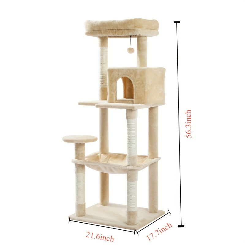 

56.3" Plush Sisal Scratcher With 2 Door Condo House Cat Tree