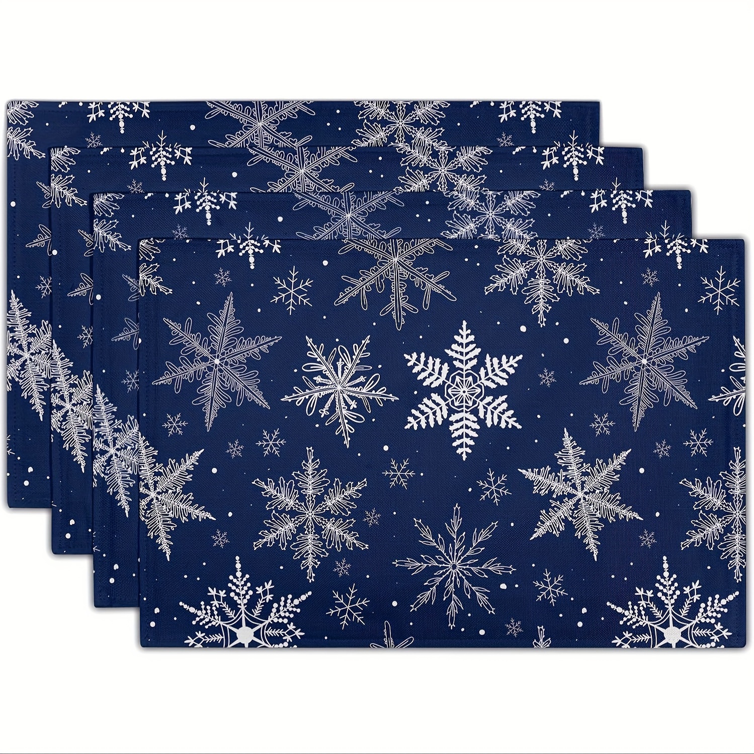 

Christmas Placemat 12×18" 4pcs Or 6pcs Blue Winter Seasonal Holiday Indoor Kitchen Table Placemat For Decoration